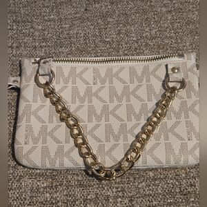 Michael Kors Cream MBag with Gold Chain
